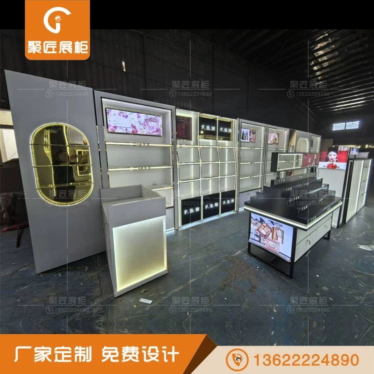 街铺专卖店化妆品护肤多经点位美甲保养美容彩妆中庭展示柜靠墙柜